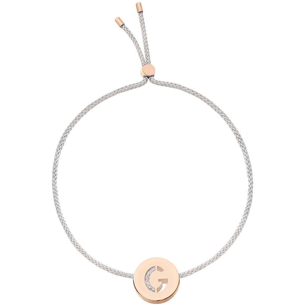 Ruifier ABC's G Cord Bracelet Light Grey Rose Gold