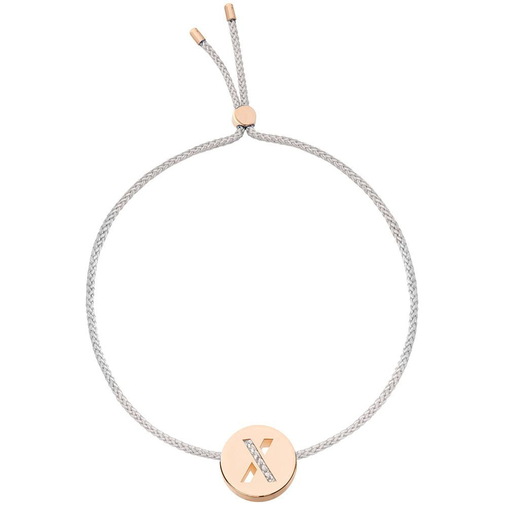 Ruifier ABC's X Cord Bracelet Light Grey Rose Gold