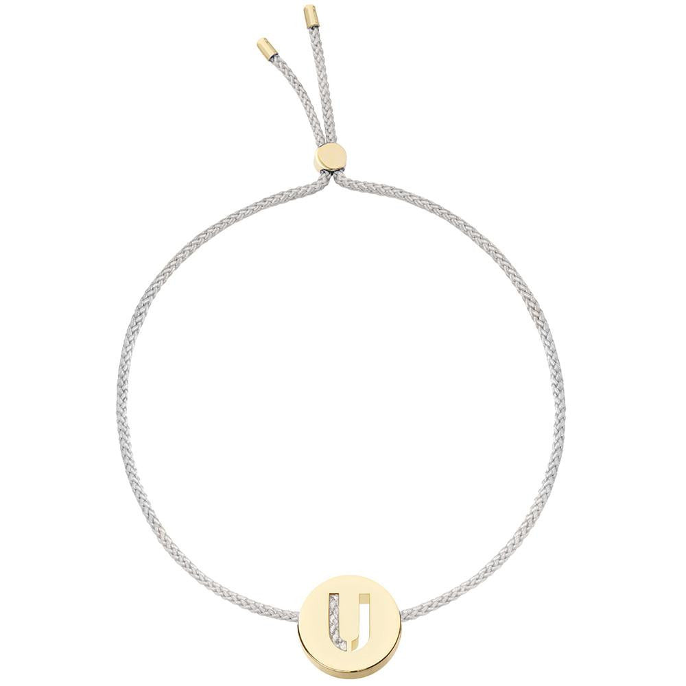 Ruifier ABC's U Cord Bracelet Light Grey Yellow Gold