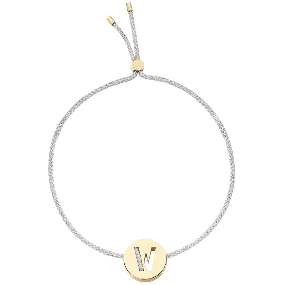 Ruifier ABC's W Cord Bracelet Light Grey Yellow Gold