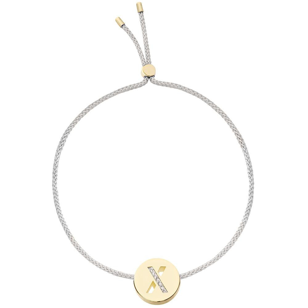 Ruifier ABC's X Cord Bracelet Light Grey Yellow Gold