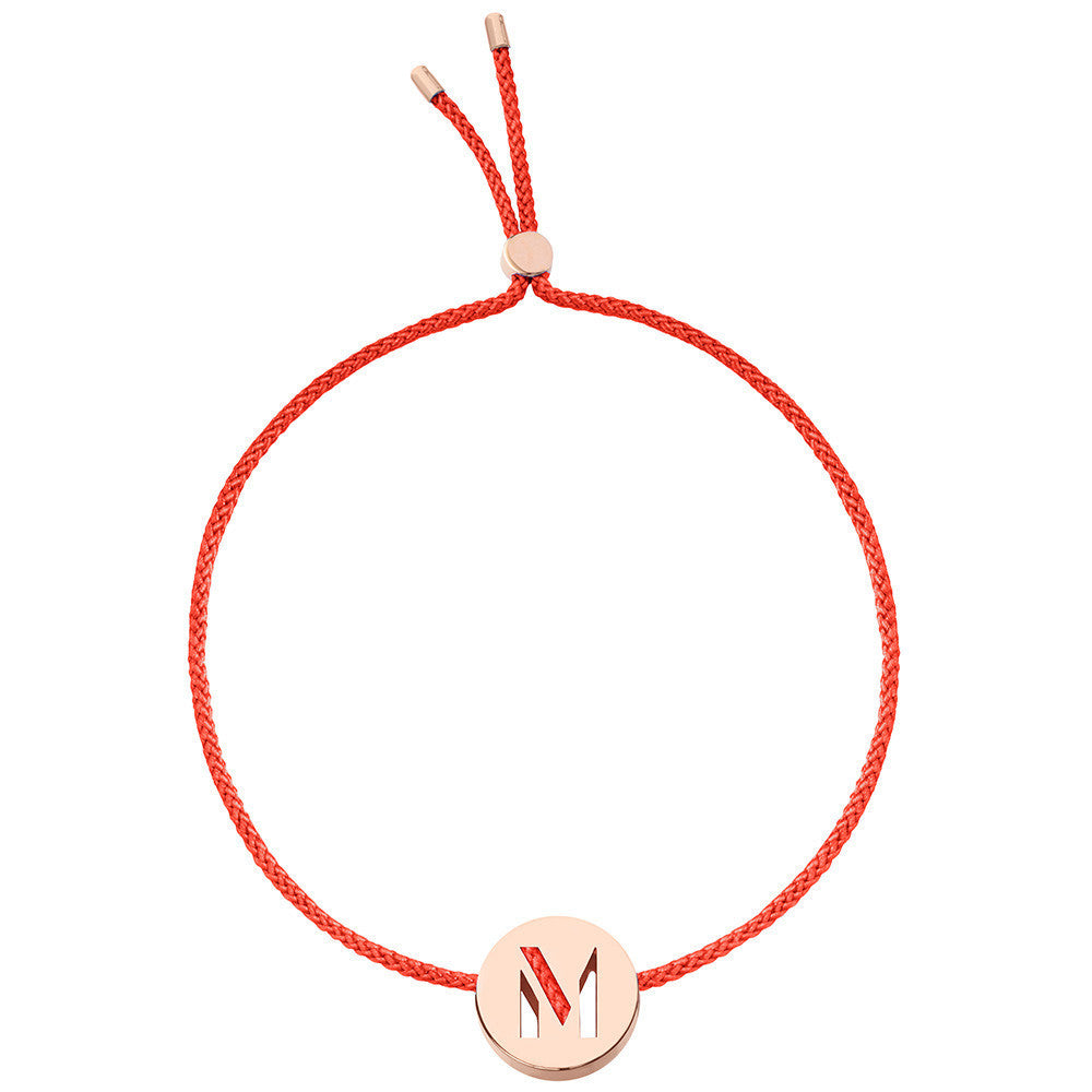 Ruifier ABC's M Cord Bracelet Red Rose Gold