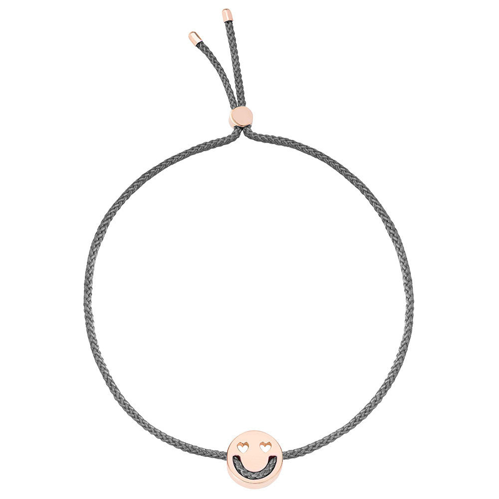 Ruifier Friends Smitten Cord Bracelet Dark Grey Rose Gold