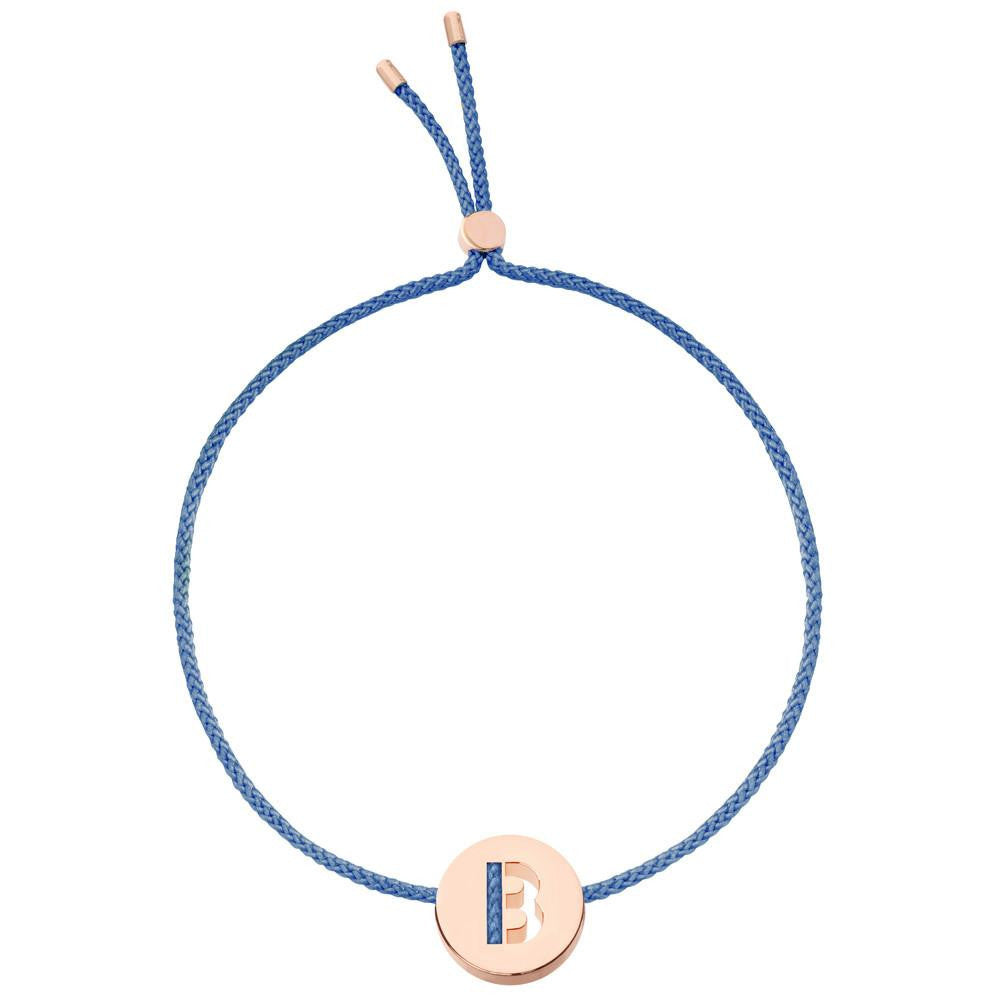 Ruifier ABC's B Cord Bracelet Dusky Blue Rose Gold
