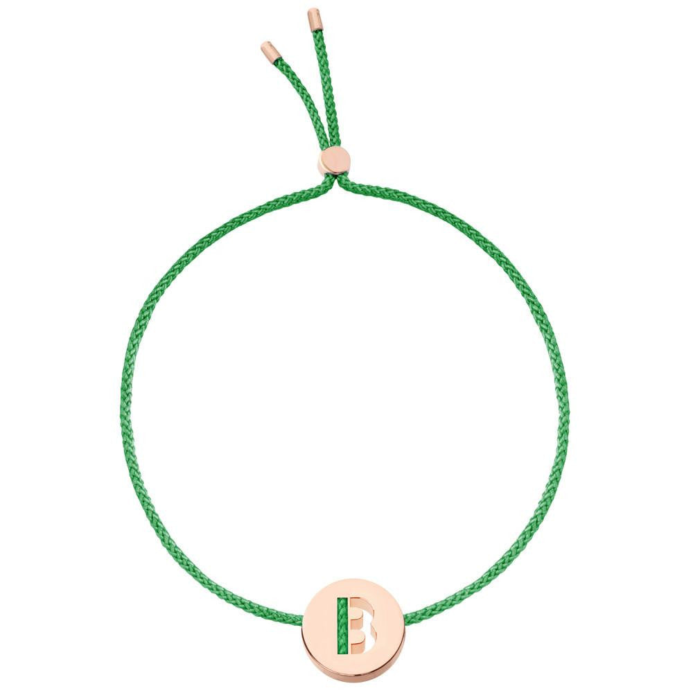Ruifier ABC's B Cord Bracelet Green Rose Gold