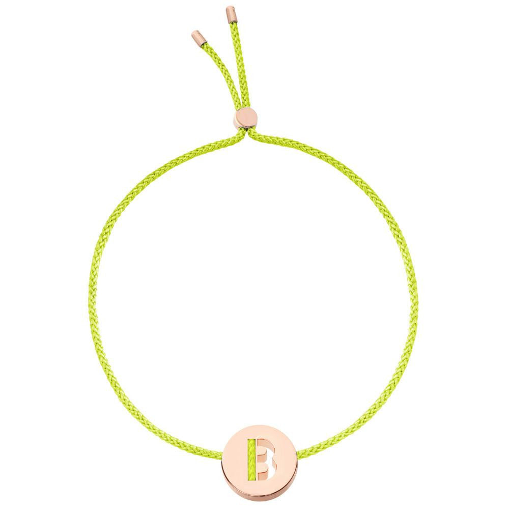 Ruifier ABC's B Cord Bracelet Lime Green Rose Gold