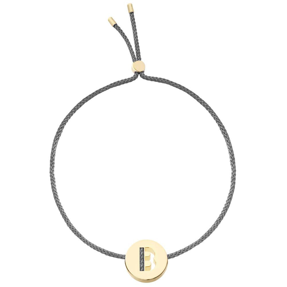 Ruifier ABC's B Cord Bracelet Dark Grey Yellow Gold