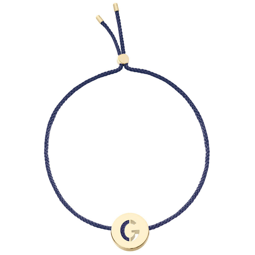 Ruifier ABC's G Cord Bracelet Navy Yellow Gold