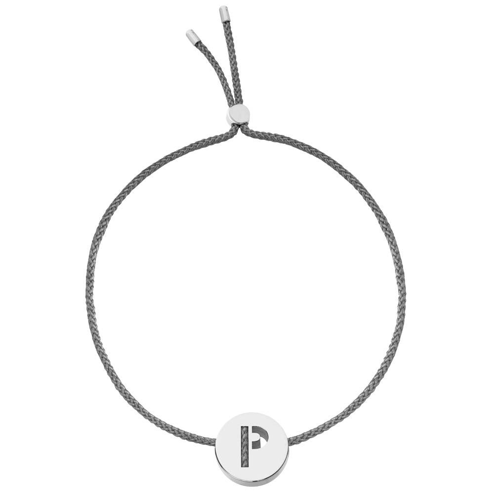 Ruifier ABC's P Cord Bracelet Dark Grey Sterling Silver