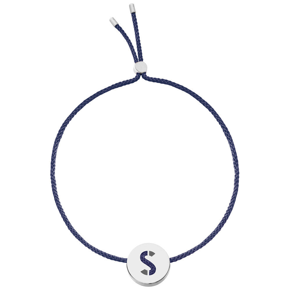 Ruifier ABC's S Cord Bracelet Navy Sterling Silver