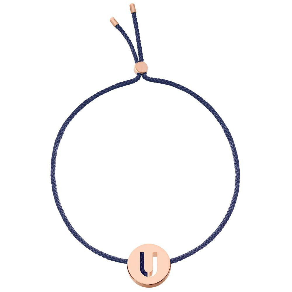 Ruifier ABC's U Cord Bracelet Navy Rose Gold