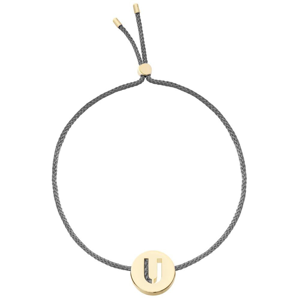 Ruifier ABC's U Cord Bracelet Dark Grey Yellow Gold