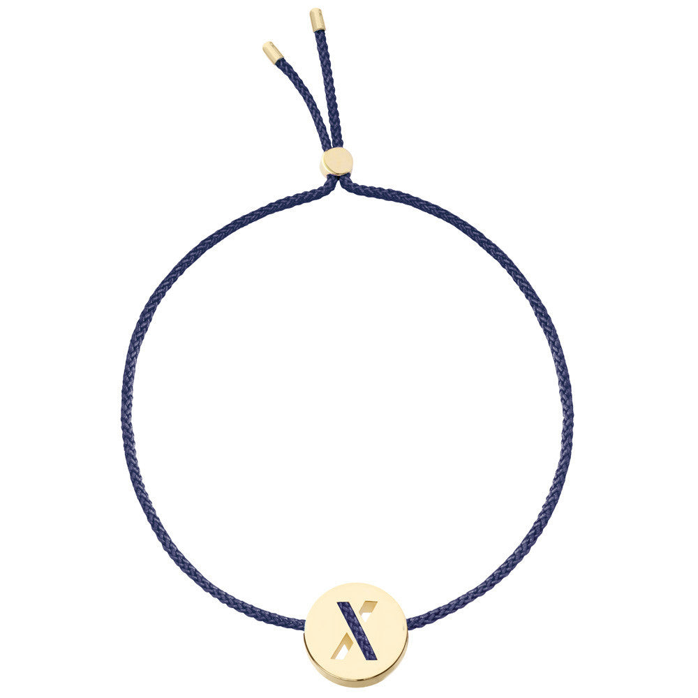 Ruifier ABC's X Cord Bracelet Navy Yellow Gold