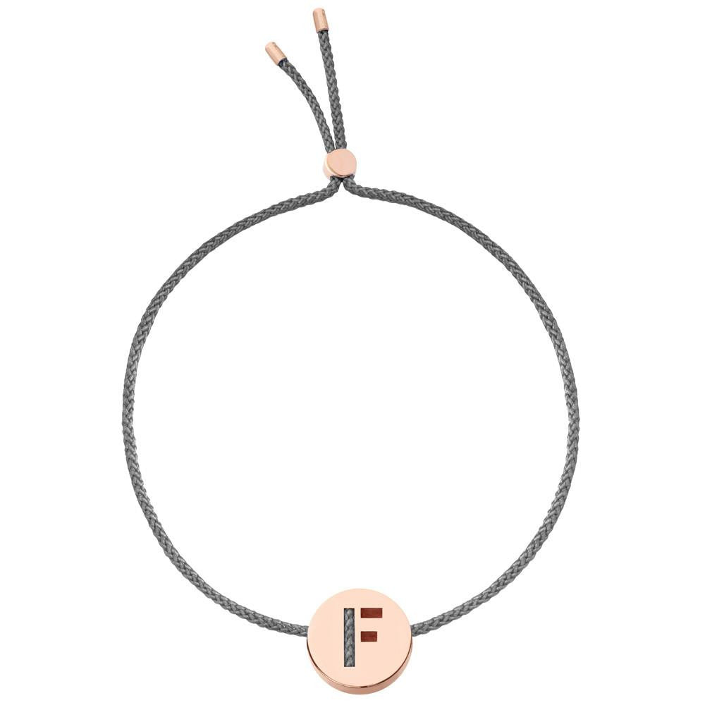 Ruifier ABC's F Cord Bracelet Dark Grey Rose Gold