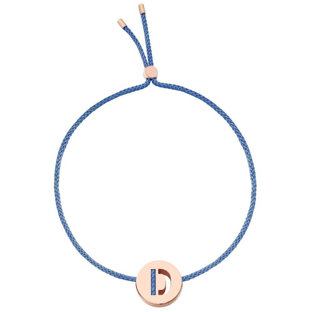 Ruifier ABC's D Cord Bracelet Dusky Blue Rose Gold