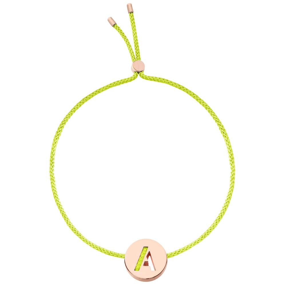 Ruifier ABC's A Cord Bracelet Lime Green Rose Gold