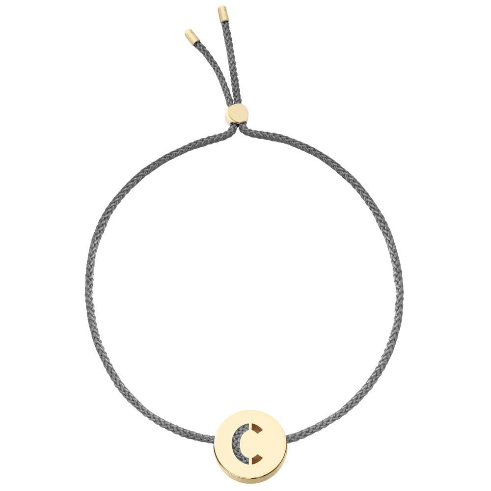 Ruifier ABC's C Cord Bracelet Dark Grey Yellow Gold