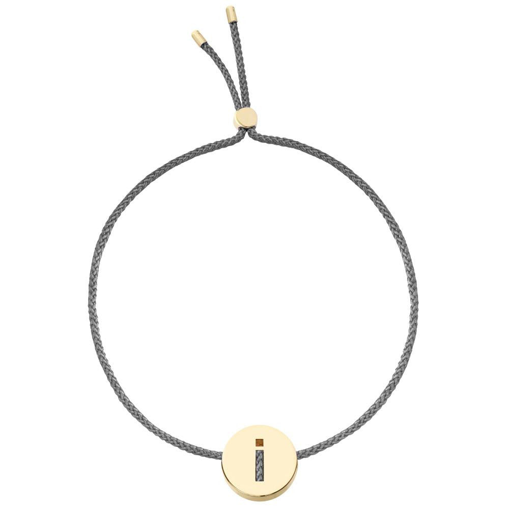 Ruifier ABC's I Cord Bracelet Dark Grey Yellow Gold