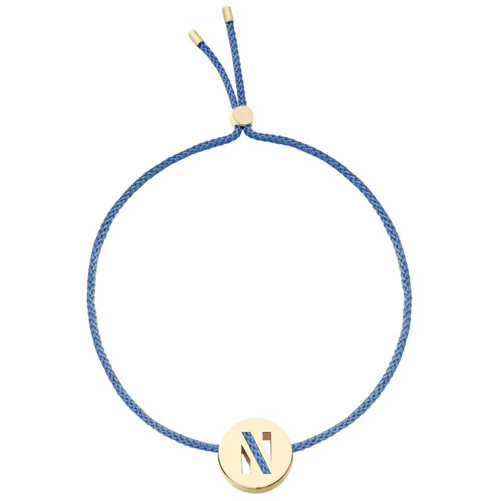 Ruifier ABC's N Cord Bracelet Dusky Blue Yellow Gold