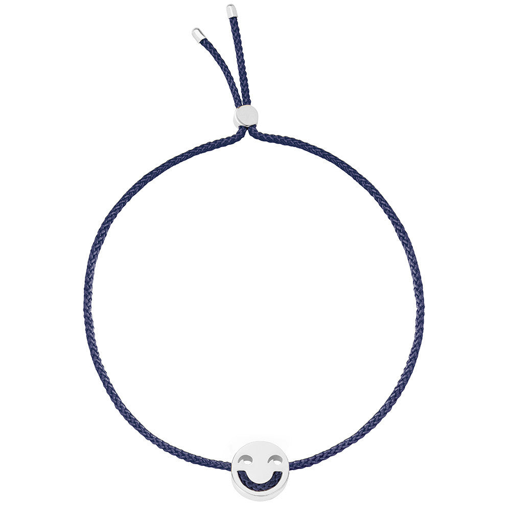 Ruifier Friends Jokey Cord Bracelet Navy Sterling Silver